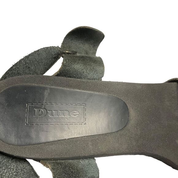 Dune London Black Italian Leather Double Strap Chunky Heel Sandals Size 39 (8) - Picture 2 of 16